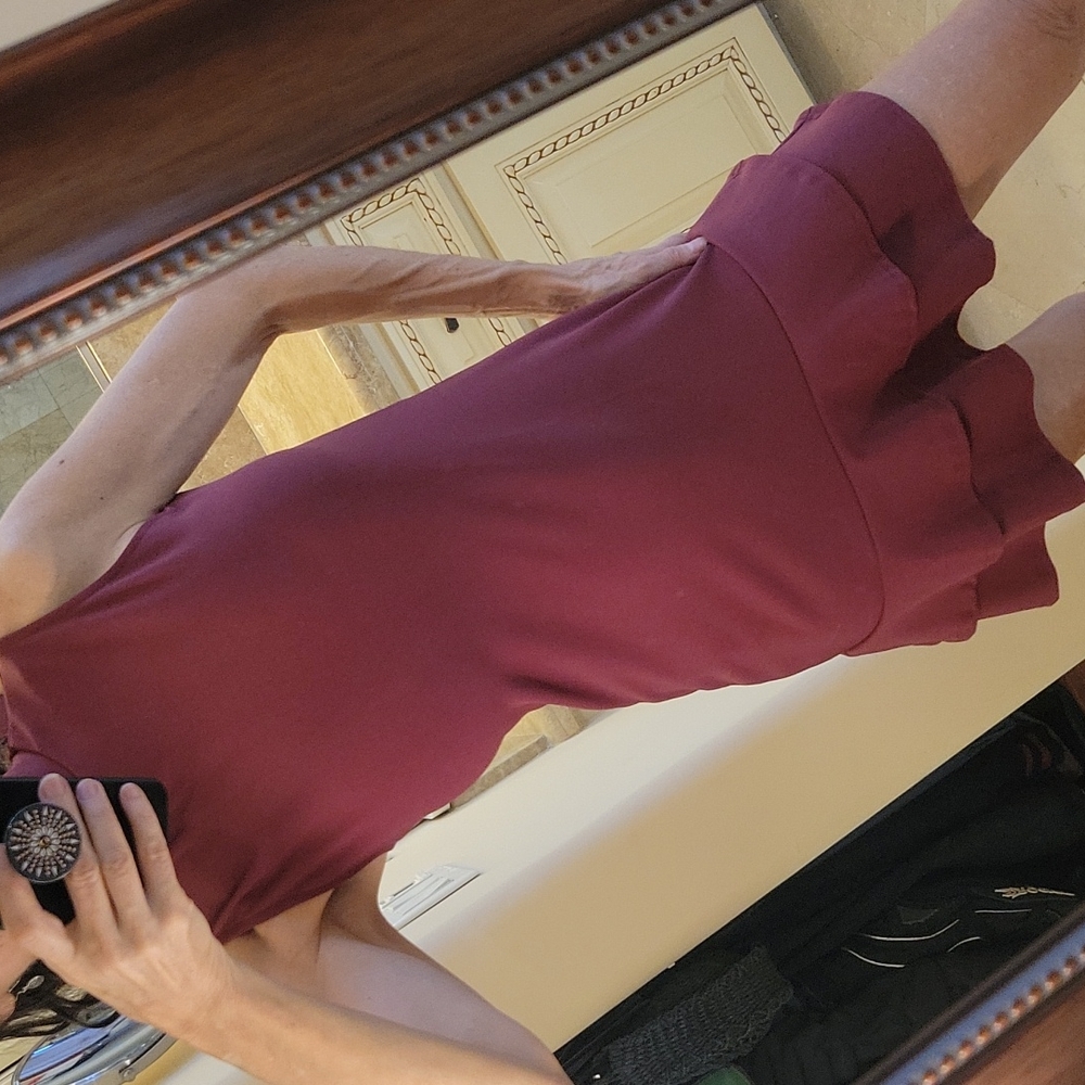 Boohoo cute deep burgandy mock turtleneck dress, Sz 6(XS)